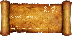 Klcsó Ferenc névjegykártya